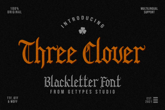 Three Clover Font: Bold Blackletter for Web Design